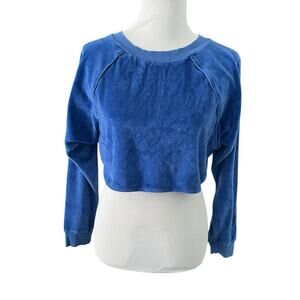Suzie Kondi Saba Raglan Heather Velour Top •S• Sapphire Blue Shirt $250